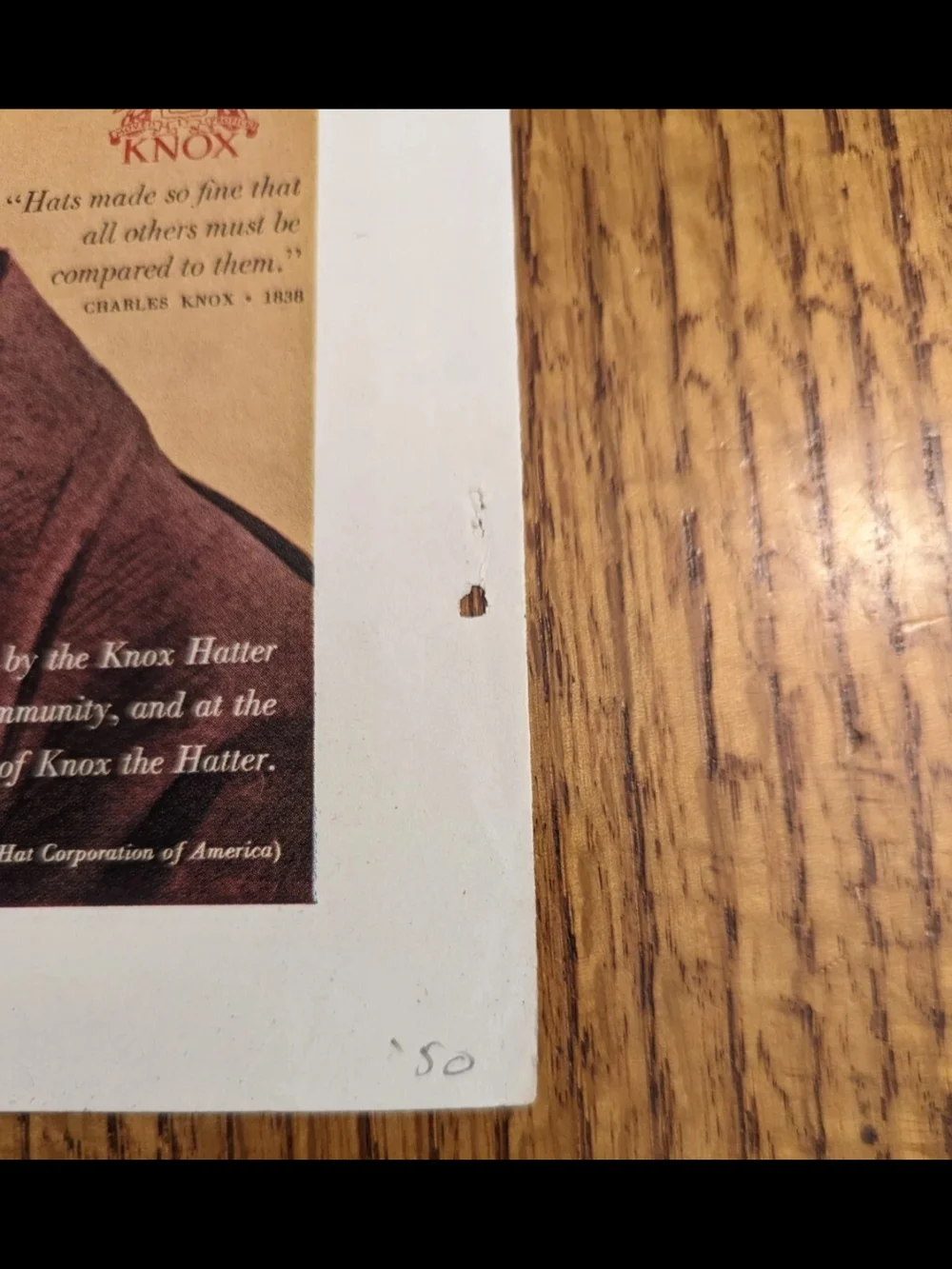 1950- Knox Boxer Fawn Gentleman's Fine Hats & Henderson Casual Magazine Ad